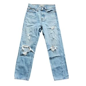 Levi's Distressed Light Blue Straight Jeans
